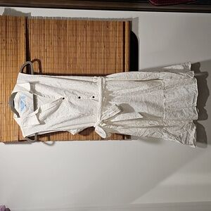 Draper James White Eyelet Button-Down Midi Dress womens size XL